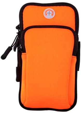Borsa da Braccio Running, Doppia Strati di Tasca per Porta Cellulare Chiavi/Portafoglio, per Smartphone fino 6,5 Pollici, Adatto per Fitness, Corsa, Jogging, Ciclism (Arancione)
