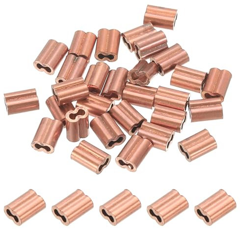 PATIKIL M1.0(1/25) Copper Crimping Loop Sleeve, 25 Pack Wire Rope Loop Sleeve Cable Crimps for Cable Ferrule, Wire Rope, and Cable Line End Assortment