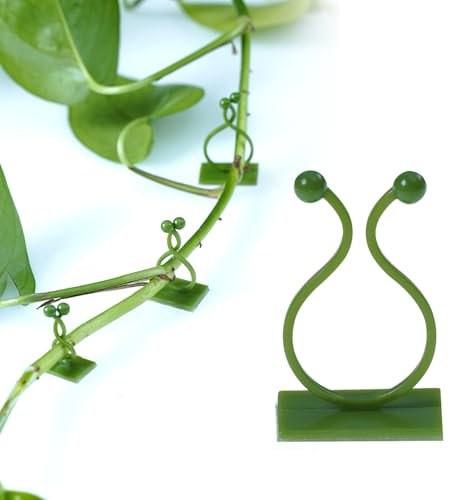 PERSENTU 100Pcs Plant Clips for Climbing Plants,Plant Climbing Fixture Clips, Self Adhesive Invisible Wall Vines Climbing Plant Support Clips Garden Plant Wall Fixture Clips for Climbing Plants