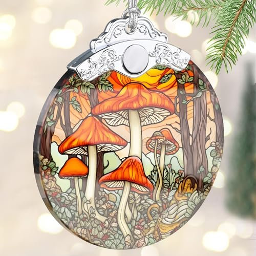 Pilz Ornament, Weihnachtsschmuck, Weihnachtsdekoration, Ornamente für Weihnachtsbaum, Buntglasornament, Erbstück-Andenken, Geschenkaustausch, Geschenkideen, Kugelgeschenk