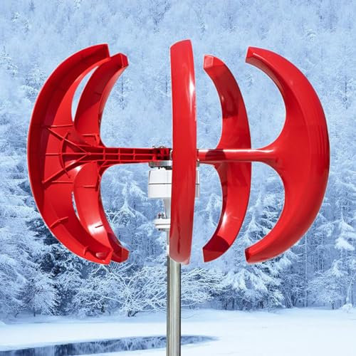 Beachtiful Turbine Eoliche da 13000W, Generatore Eolico da 12 V/24 V, Motore Eolico per Barche da Giardino Verticale con Controller, Attrezzatura per Il Produttore di Energia (Rosso),12V