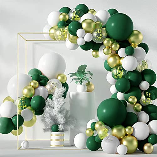 Green Balloon Arch Kit, 146 Pcs Green Balloon Arch,Green White Balloon Garland kit,Happy Birthday Balloons,Party Balloons,with Balloon Arch Strip,Balloon Arch Tape,Balloon Ribbon