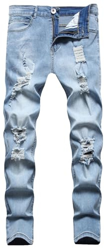 Jeans con Elastico in Vita Uomo 2023 Fashion Straight Tube New Men's Broken Knee Broken Pants Jeans da Uomo Pantaloni di Lavoro