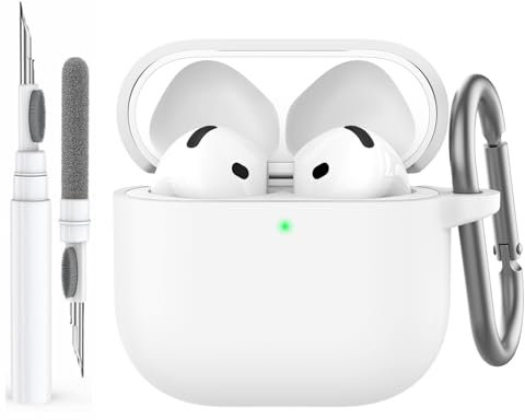 AhaStyle AirPods 4 Custodia Cover(2024) Custodia AirPods di quarta generazione in silicone morbido con kit pulizia Cover Skin per Apple AirPods 4 Supporto custodia di ricarica USB-C ricarica wireless