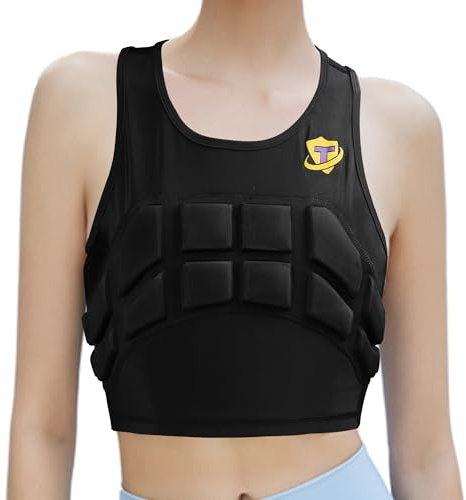 Dialudon Women's Impact Chest Rib Protector Padded Compression Vest for Youth Soccer Basketball Football Rugby Softball Size L 33”