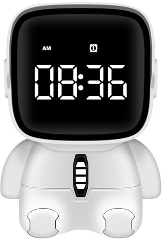 ALEENFOON Kinder Digitalwecker Astronauten Wecker mit Schlummerfunktion, 2 Alarme, Countdown-Funktion, wiederaufladbare elektronische Digitaluhr für Schlafzimmer, Wohnzimmer, Büro, Kinderzimmer