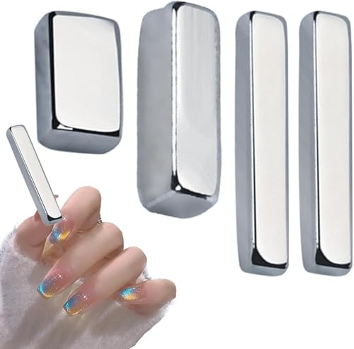 Magnet for Nails, 4Pcs Suction Magnet for Nails, Cat Eye Magnet, Double Head Magnetic Wand for 3d Cats Eyes, Nail Magnet Tool Set for DIY Home Salon, Create Diverse Effects