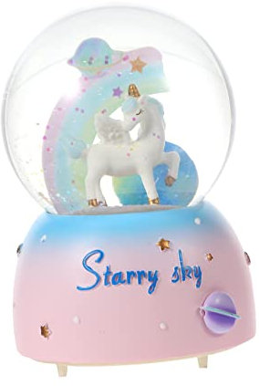 Artibetter Kristallkugel Leuchtender Uhrwerk Usb Einhorn-wanddekoration Für Mädchenzimmer Kugellampe Einhorn Lampe Zum Aufziehen Globen Led Mini Blue Plastik