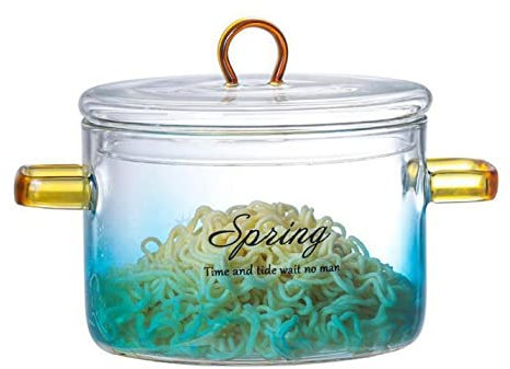 ZHZXBDGQ Clear Glass Stock Pot, Glass pan with lid, Glass cooktop and lid, Simmering Stock Pot, Small Saucepan, Pot, Kettle, Noodle Pot-Small