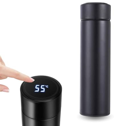 PARENCE.- Thermoskanne Heizung LED Touch Display - 500ml, Edelstahl, Warm Temperatur 12h & Kalt 24h - Tragbarer Wasserkocher Doppelwand - Zufällige Farbe