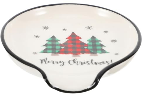 ASAKKURA Ceramic Spoon Holder Christmas Tree Spoon Rest Cooking Utensil Rest for Stove Kitchen Tableware