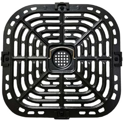 Air Fryer Grill Plate for Instant Vortex Plus 6QT, Replacement Crisper Tray, 304 Stainless Steel Grill Pan with Handle & Rubber Bumpers, Non-Stick, Dishwasher Safe Rack MULTI