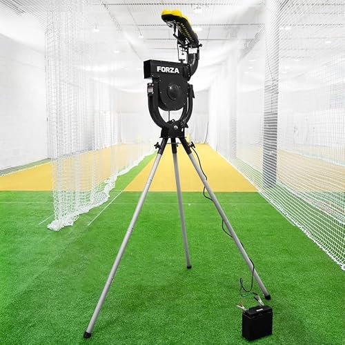 FORZA V62 Cricket-Bowlingmaschine | Einstellbare Geschwindigkeit, Schwung und Spin für umfassendes Schlagtraining (Netz, Batteriekabel und 12v 22Ah Batterie, Regular Bälle 140g (12er-Pack))