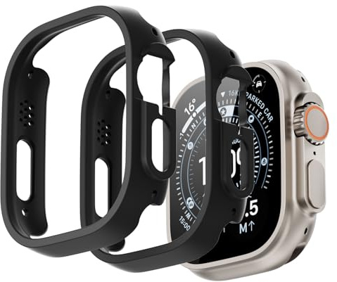 GEEDOOWIN 2 Stück [Nein Displayschutz] Schutzhülle für Apple Watch Ultra 3 (2025)/ Ultra 2 / Ultra 49mm, Ultradünne Rundum Rahmen Stoßstange hülle, Schockfest Hart PC Gehäuse Schutz, schwarz
