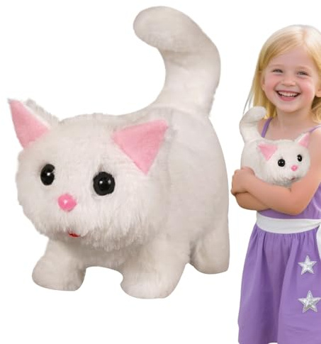 Spizummp A Real Robot Cat - Plush Cat Robot for Kids - Electronic Interactive Animal Kitten Toy for Wagging Tail Nodding Walking