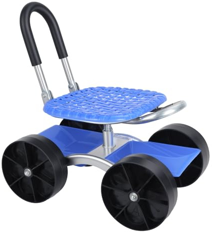 Rollbare Kniebank für Rasenpflege, mobiler Gartenhocker mit Ablagefläche, 360°-Rollen Schwenkrollen, Komfort für die Knie für Heckenschere