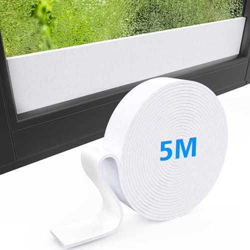 Fenster Kondensationsabsorber 5M Anti Condensation Kondensationsstreifen Für Fenster Selbstklebend Kondenswasser Absorber Streifen Saugfähige Anti Condensation Filzstreifen 5m*3.5cm (Weiß)
