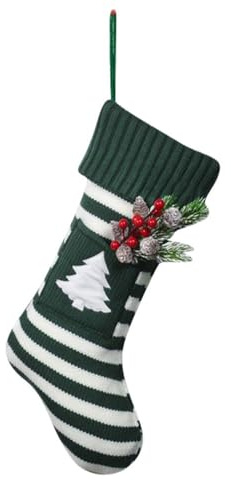 MiOYOOW Weihnachts Strickstrumpf, Personalisierte Weihnachtsstrümpfe mit Roter und Grüner Pfote, Große Weihnachtssocken Ornamente für das Kaminregal Der Familie, Treppengeländer