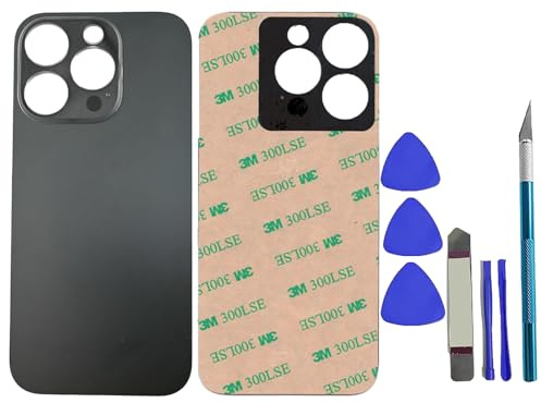 16 Pro Max Rear Back Glass Replacement for iPhone 16 Pro Max Rear Back Glass Cover Replacement 6.9-inch with Pre-Installed Adhesive + Professional Reparing Tool Kit (Black Titanium)