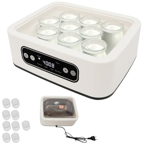 ROGONPDK Joghurtmaschine mit Temperaturregelung, Joghurtbereiter mit 9 Bechern Tischgerät, Joghurt Maker, Joghurtbereiter mit Einstellbarer Temperatur und Zeit LED-Anzeige 220V