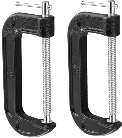 LEXININ 2 Pcs 4 Inch G Clamp, Jaw Opening 110mm Black Cast Iron C Clamps for Woodworking Welding Building