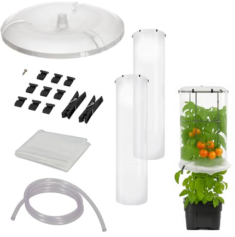 KOTARBAU® Tomatenhaube ⌀ 40 cm, Schutzfolie für Tomatenpflanzen 148 cm | 2er Set Tomaten Reifefolie für Tomatentopf & Tomaten Beet, Reifehaube, Schutzhaube für Pflanzen, Tomatenhut, PVC, Transparent