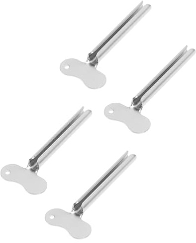 DONFAMDS 4 Stück Packung Tubenausdrücker aus Edelstahl Zahnpastaquetscher Schlüssel mit Rostfreiem Metall Vielseitig für Kosmetik Farbe und Lotionen Geeignet
