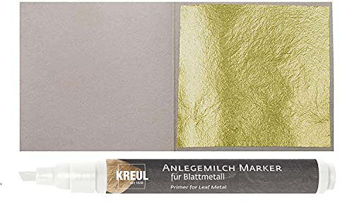 50 Blatt Echtes Blattgold 23 Karat Echtgold 3,8 cm x 3,8 cm zum Vergolden + 1 x KREUL Anlegemilch im Stift