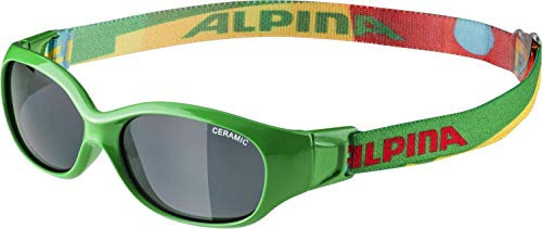 ALPINA FLEXXY KIDS - Flexible und Bruchsichere Sonnenbrille Mit 100% UV-Schutz Für Kinder, green-puzzle gloss, One Size