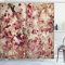 ABAKUHAUS Retro Duschvorhang, Kirschblüten Blumen, Stoffliches Gewebe Badezimmerdekorationsset mit Haken, 175 x 180 cm, Beige Rosa