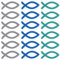 Oblique Unique® 18 Holz Fische Tischdeko Taufdeko Streuartikel Streudeko Verzierung für Taufe Kommunion Konfirmation Firmung Blau Türkis Grau - Echtholz