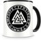 Samunshi® Valknut mit Runen B Tasse Kaffeetasse Teetasse Vikinger Wikinger Germanen schwarz 300ml