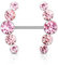 Tata Gisèle Piercing Sein Téton en Acier Chirurgical 316L et Cristal - Deux Lignes de Cristal Positionnées en Arcs de Cercle - (Rose)