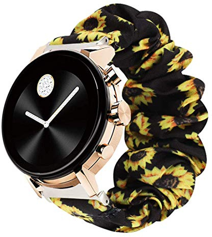 LvBu Armband Kompatibel mit Movado 2.0, weiche Haargummis Uhrenarmband für Movado Connect 2.0 Smartwatch 40mm/42mm (Sunflower)