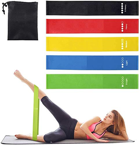 APP LIFE Fitnessbänder [Set mit 5] Elastisches Band Widerstandsbänder aus Naturlatex mit Bedienungsanleitung in Italienischer Sprache und Tragetasche, Mix Color