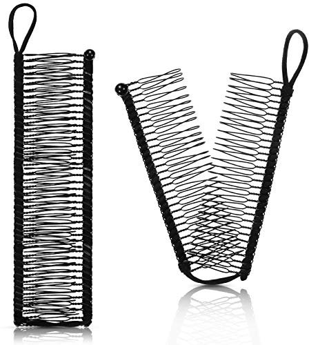 2 Stück Bananen Clips Strecken Haarkamm Keine Falte Haarspangen Einstellbare Vintage Klammer Pferdeschwanz Halter Bananen Haarclip Werkzeug für Natürlich Lockiges Haar, Schwarz