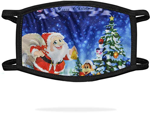 Kinder Jungen Mädchen Gesichtsmaske waschbar atmungsaktiv wiederverwendbar Mundschutz lustig bedruckbar (Weihnachtsmann-Maske)