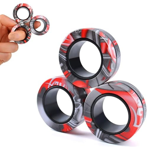 Aionly Magnetische Ringe, Fingerspinner, Fidget-Spielzeug, Stressabbau-Spielzeug für Angstzustände, magnetisches Fidget-Spielzeug für Kinder von 4–10 Jahren, Weihnachtsstrumpffüller, Geschenk für