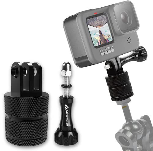 MiPremium Tripod Adapter Mount Kit for GoPro Hero 11 10 9 8 7 6 5 4 3 Back Silver Session & Other Action Cameras. 1/4 inch Aluminium Mounting Accessories with 360 Degree Swivel & Pivot Arm Connector