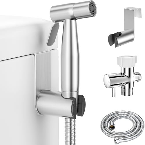 Hand-Bidet-Sprüher für Toilette, verstellbarer Wasserdruckstrahl-Sprüher für weibliche Wäsche, LUFEIDRA Edelstahl-Bidets für vorhandene Toiletten, muslimische Duschtuch, Windelsprüher, Bidet-Aufsatz