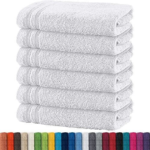 Erwin Müller Badetuch 6er-Pack Heidelberg 100% Baumwolle weiß Größe 100x150 cm - saugstark, gut trocknend, kompakt, leichte Qualität - ideal für Sport, Strand, Reisen