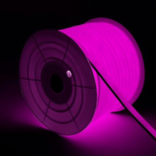 LEDKIA LIGHTING LED-Streifenrolle Neon Dimmbar 220V 50m Rosa Halbrund 180° 7.5W/m Schnitt 100cm IP67 Rosa