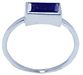 Nizza Edelstein Lapislazuli Octagonform facettierte Blau Lapislazuli 925 Sterling Silber Ringe - Junge Schmuck meisten Verkäufer Geschenk für College - Boho - Ring