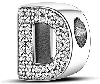 Pandach Damen Charm Anhänger Buchstabe D für Armband 925 Sterling Silber Charms Beads passend für Armband und Halskette, Kompatibel mit Europäischen Armbändern für Frauen Mädchen