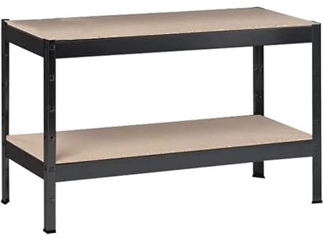 Etagère Métallique Charges Lourdes 2 tablettes en Bois 150 kg par Niveau 43 x 100 x 40 cm Noir Rangement, Stockage et Etagère pour Cave, Garage et Atelier