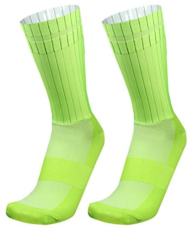 PRIOKNIKO Fantasmini Uomo Calzini A Compressione Da Uomo Calzini Da Corsa Sportivi Da Ciclismo In Silicone Antiscivolo In Silicone, Verde, Taglia Unica 39-45