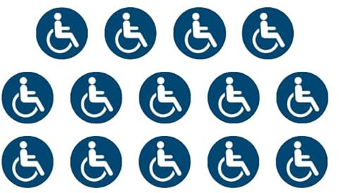vamani 14 Aufkleber Rollstuhlfahrer Rollstuhl - ø 9,5cm - UV- und witterungsbeständig - ISO 7010 - nachhaltig - Gebotszeichen Schild (9,5 cm, Rollstuhlfahrer)