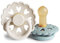 FRIGG Fairytale Schnuller 2 Packung | Latex Schnuller | BPA-Frei | Hergestellt in Dänemark | Symmetrischer Sauger in Kirschform (Cream/Stone Blue, Größe 2 (6-18 Monate))