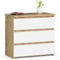 AKORD CL-3 Commode avec 3 tiroirs pour Le Salon, la Chambre, Le Bureau Design Fonctionnel Moderne 60 x 57 x 35 cm (l x H x P) Poids 26 kg Chêne Artisan