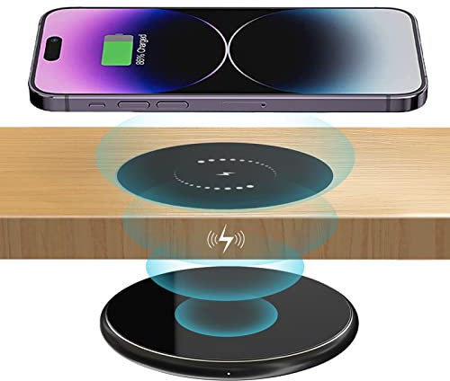 AMPACO Invisible Wireless Charger, 10-30mm Under Table QI Charger 10W Wireless Charging for i-Phone 14/13/12/11/X/8 and All Qi Standard Devices